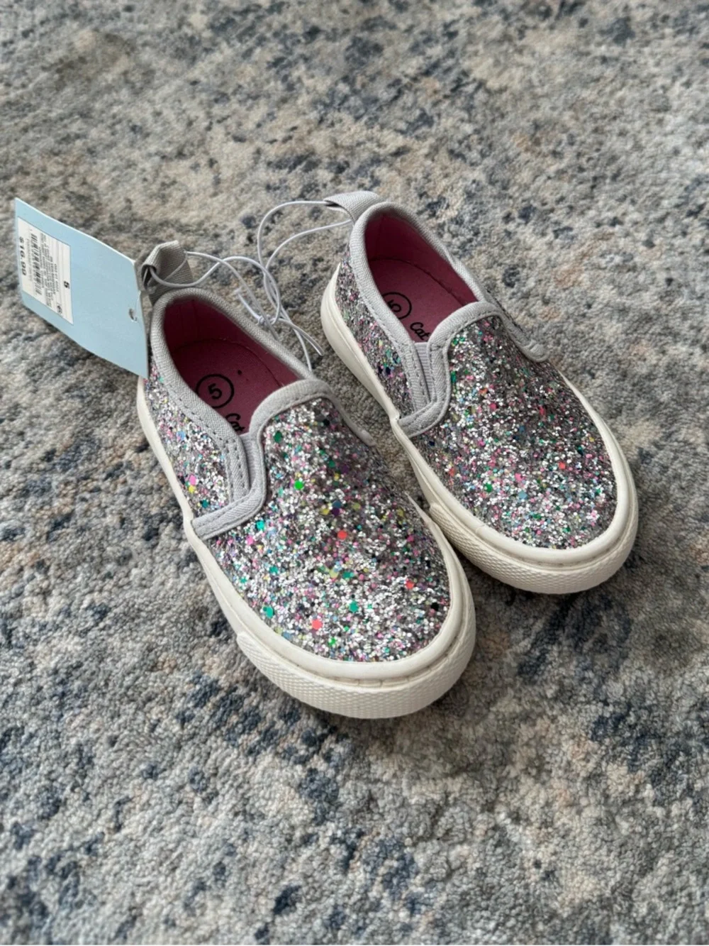 Cat & Jack Girls' Multicolor Glitter Slip-On Sneakers - Silver Base